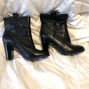 Black leather booties